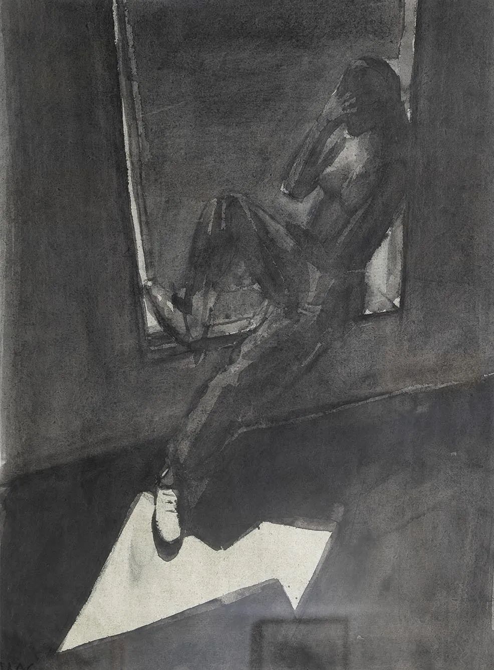 重拾-系列C-13紙面水墨外框尺寸83 x 83 cm